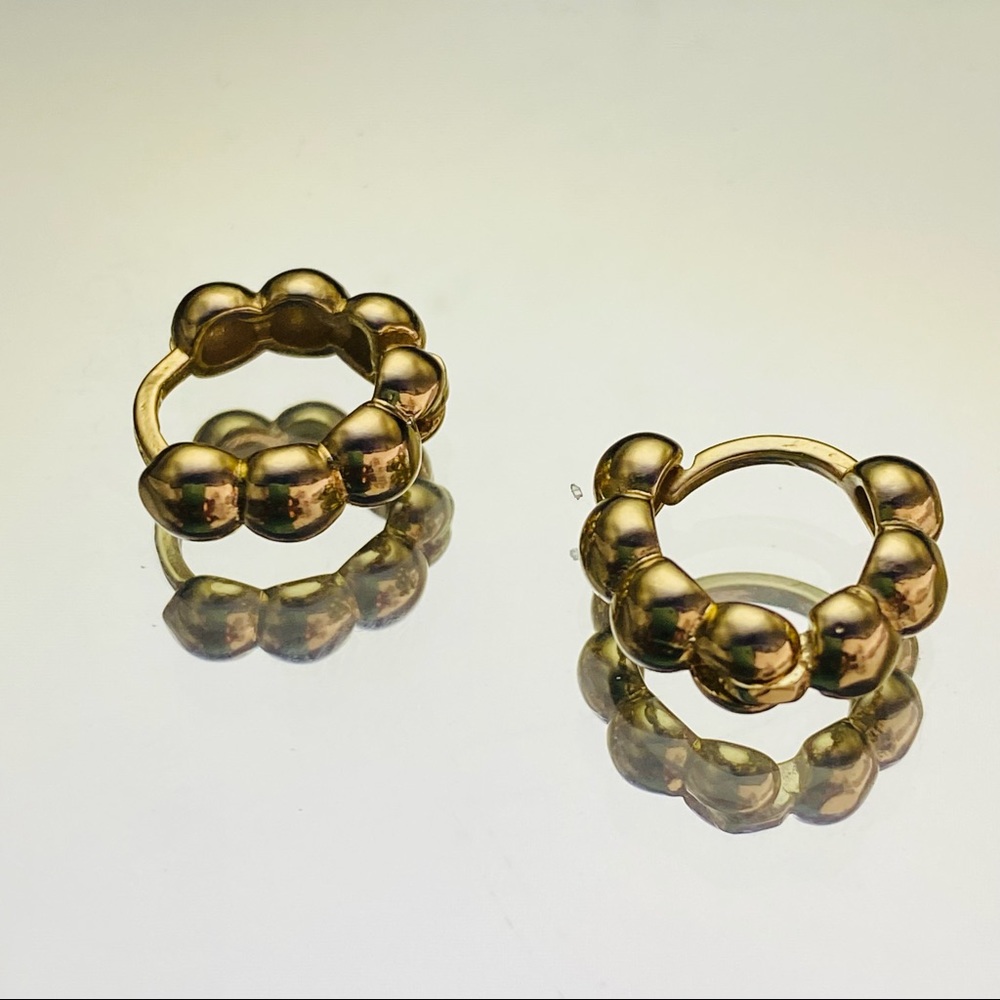 Gold Bead Huggies - Picture 4 of 10